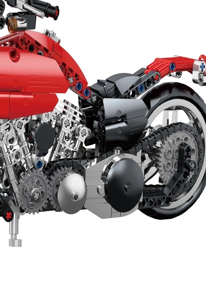 CIRBOX Tech-Storm 573 PCS Heavy Chopper Bike Building Blocks Set - DIY Red Motorcycle STEM Kit for Kids 6+ | Educational Mechanical Toy - Image 5